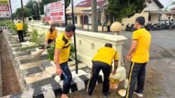 Semangat Bhinneka Tunggal Ika, Polsek Banjar Agung Gelar Kerja Bakti, Mako Transformasi Menjadi Lebih Asri Dan Reprentatif