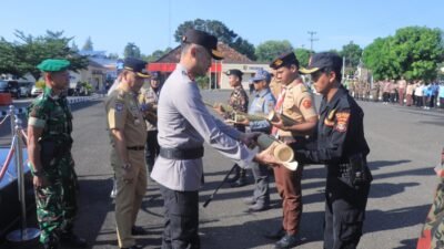 Polres Metro Polda Lampung Gelar Apel Sabuk Kamtibmas, Komitmen Bersama Masyarakat Jaga Kondusifitas Kota Metro