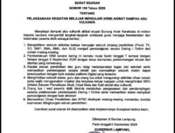Gubernur Lampung Keluarkan Surat Edaran Nomor 150 Tahun 2026, KBM Dialihkan ke Daring Imbas Abu Vulkanik